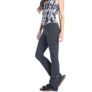 Women's Gray roll-down bootleg flare cargo Cotton Pants Hard Tail Clothing NWT